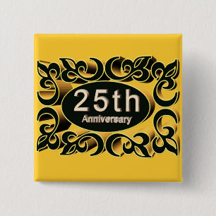 Badge Carré 5 Cm 25ème Boutons d'anniversaire de mariage