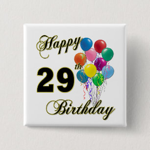 Badge Carré 5 Cm 29èmes cadeaux d'anniversaire heureux avec des