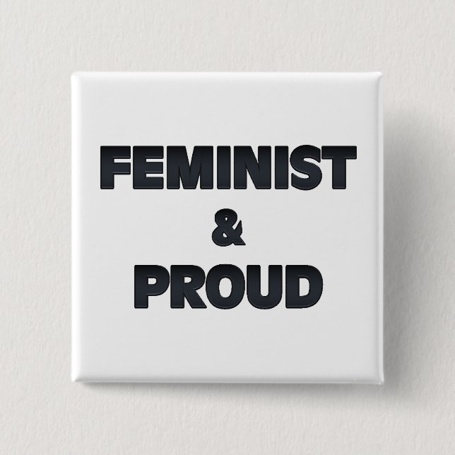 Badge Carré 5 Cm 2 féministes et fiers (Devant)