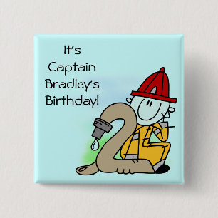 Badge Carré 5 Cm 2ème bouton customisé d'anniversaire de sapeur-pom