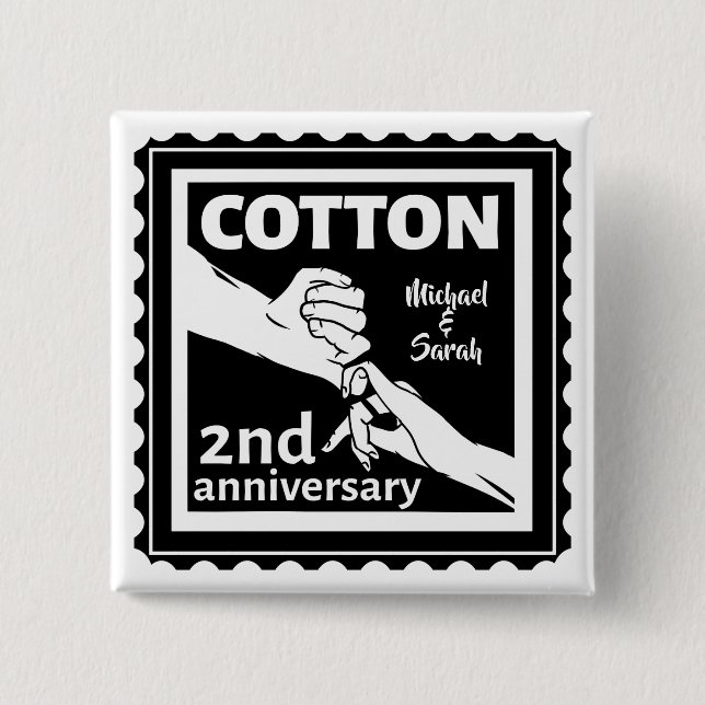 Badge Carré 5 Cm 2nd Wedding anniversary Holding hands (Devant)