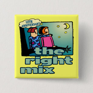 Badge Carré 5 Cm 30ème Boutons d'anniversaire de mariage