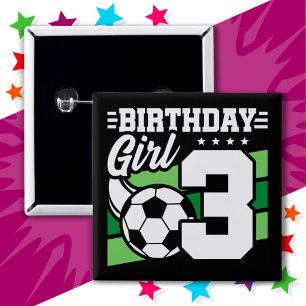 Badge Carré 5 Cm 3 ans Football Party 3e anniversaire fille
