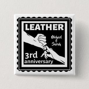Badge Carré 5 Cm 3ème anniversaire du Mariage tenant la main tradit