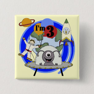 Badge Carré 5 Cm 3èmes T-shirts et cadeaux d'anniversaire d'espace