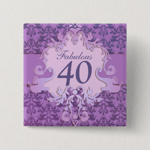 Badge Carré 5 Cm "40" fabuleux bouton/insigne d'éléphant de damas