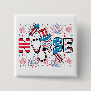 Badge Carré 5 Cm 4 juillet Carré de l'infirmière patriotique