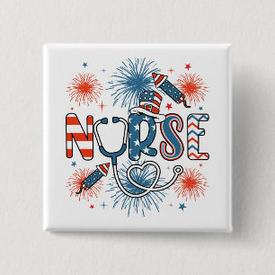 Badge Carré 5 Cm 4 juillet Carré de l'infirmière patriotique