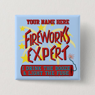 Badge Carré 5 Cm 4 juillet feux d'artifice drôles de l'indépendance