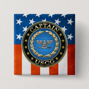 Badge Carré 5 Cm [500] Garde des côtes : capitaine (CAPT)