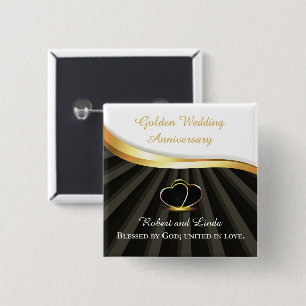Badge Carré 5 Cm 50e anniversaire de mariage religieux Golden