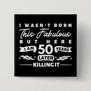 Badge Carré 5 Cm 50th Birthday