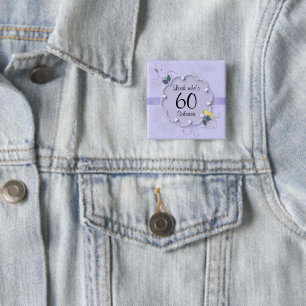 Badge Carré 5 Cm 60e anniversaire Texte DO-IT-YOURSELF
