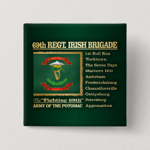 Badge Carré 5 Cm 69e régiment, brigade irlandaise (BH)