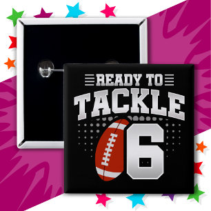 Badge Carré 5 Cm 6 ans Tackball Party Enfants 6e anniversaire