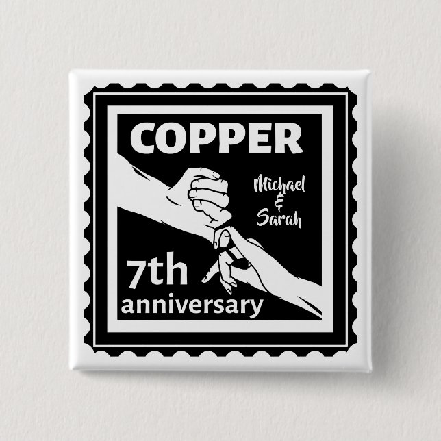 Badge Carré 5 Cm 7e anniversaire mariage traditionnel cadeau fer (Devant)