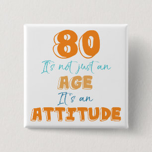 Badge Carré 5 Cm 80e anniversaire Gag cadeau