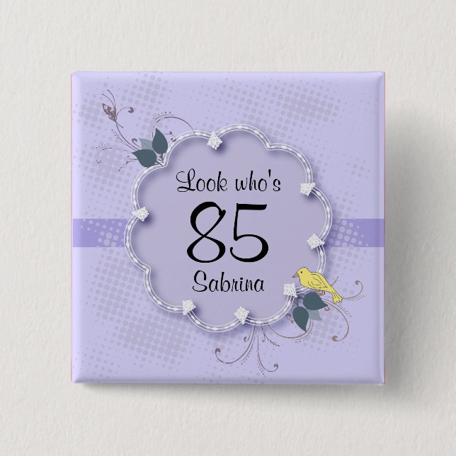 Badge Carré 5 Cm 85th Texte de la fête d'anniversaire | (Devant)