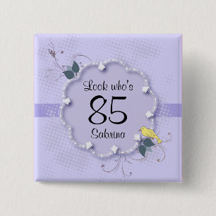 Badge Carré 5 Cm 85th Texte de la fête d'anniversaire  