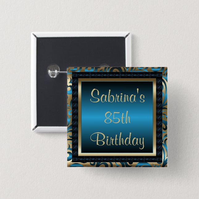 Badge Carré 5 Cm 85th Texte | de la fête d'anniversaire | (Devant & derrière)