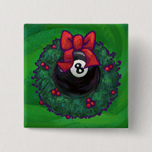 Badge Carré 5 Cm 8 Balle Noël en vert