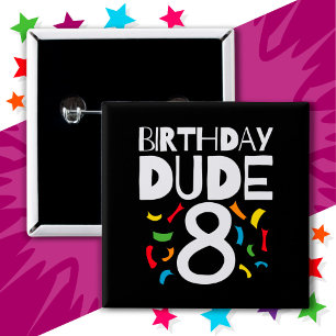 Badge Carré 5 Cm 8e anniversaire 8 ans fête des garçons Anniversair