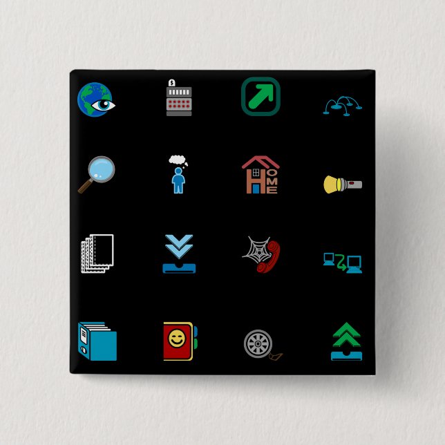 Badge Carré 5 Cm 90s Retro Tech and Web Icon Pattern (Devant)