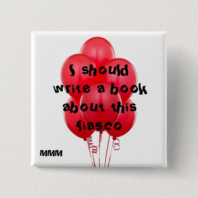 Badge Carré 5 Cm 99 ballons rouges (Devant)