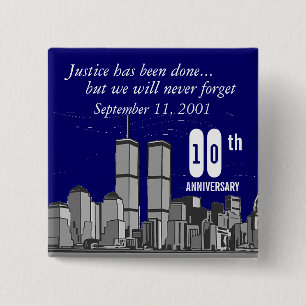 Badge Carré 5 Cm 9-11 dixième anniversaire
