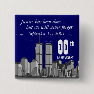 Badge Carré 5 Cm 9-11 dixième anniversaire