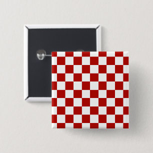 Badge Carré 5 Cm à damiers carré rouge blanc rétro