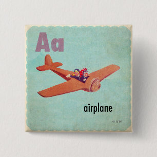 Badge Carré 5 Cm A est pour l'avion