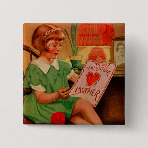 Badge Carré 5 Cm À ma mère Valentine