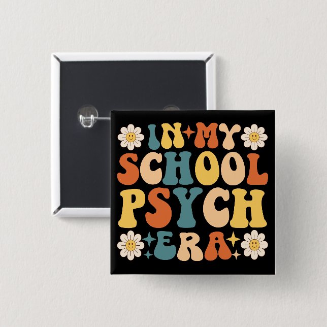 Badge Carré 5 Cm À Mon Époque Psychologique À L'École (Devant & derrière)