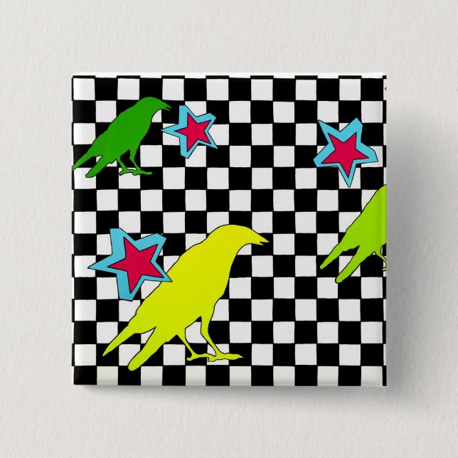 Badge Carré 5 Cm "À vol d'oiseau " (Devant)