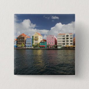 Badge Carré 5 Cm ABC Islands, CURACAO, Willemstad : Harborfront
