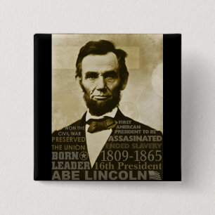 Badge Carré 5 Cm Abe Lincoln