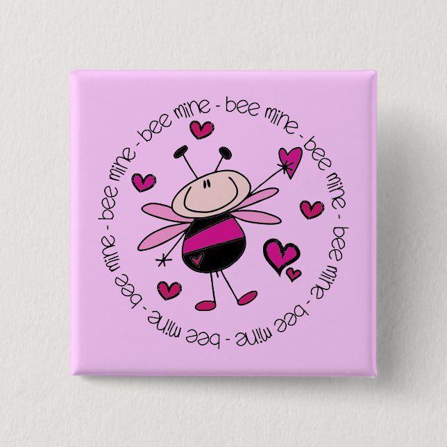 Badge Carré 5 Cm Abee Mine Valentine (Devant)