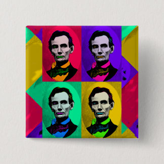 Badge Carré 5 Cm Abraham Lincoln 1858, Interprétation Pop Art