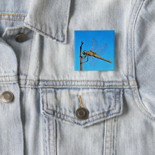 Badge Carré 5 Cm Accrochez-Vous À La libellule Artistique Contre Le