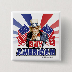 Badge Carré 5 Cm Acheter Américain ( Fabriqué En Chine ) - Plaisant