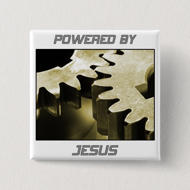 Badge Carré 5 Cm Actionné par Jésus (Devant)