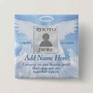 Badge Carré 5 Cm Add Photo Custom Memorial Button