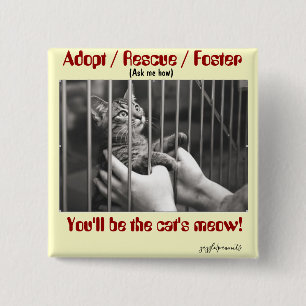 Badge Carré 5 Cm Adopter, Secourir, Promouvoir