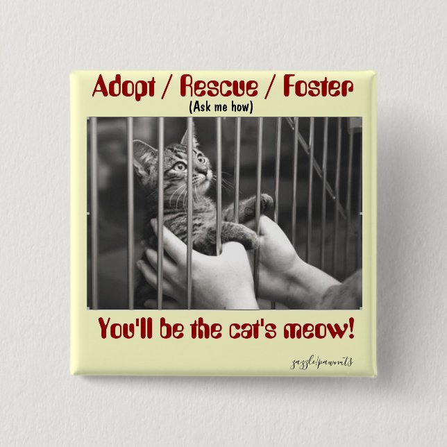 Badge Carré 5 Cm Adopter, Secourir, Promouvoir (Devant)