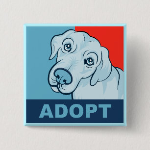 Badge Carré 5 Cm Adoptez un bouton de chien