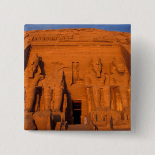 Badge Carré 5 Cm AF, Egypte, Abu Simbel. Façade au coucher du sole