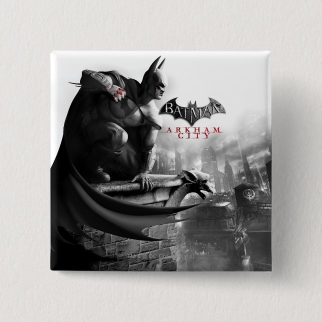 Badge Carré 5 Cm Affiche AC - Batman Gargoyle Ledge (Devant)