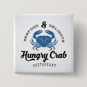 Badge Carré 5 Cm Affiche affamée de restaurant de crabe