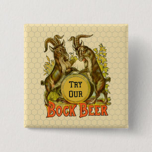 Badge Carré 5 Cm Affiche de bière Bock vintage : Antique Goat Saloo
